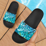 Malibu Blue Leaf Slide Sandals
